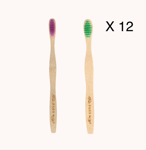 PAOS - Prêt à vendre 12 brosses à dents bambou enfant - 2 couleurs - 200g