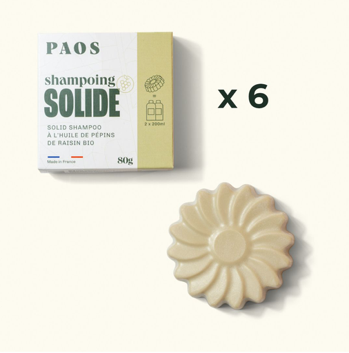 [4PS00039] PAOS - Kit de 6 shampoings solides - à l'huile de pépins de raisin bio - travel - 480g